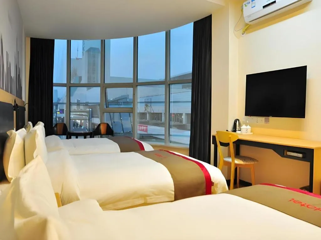 Bed in Thank Hotel Jiangxi Jiujiang Lianxi District Railway Station Square
