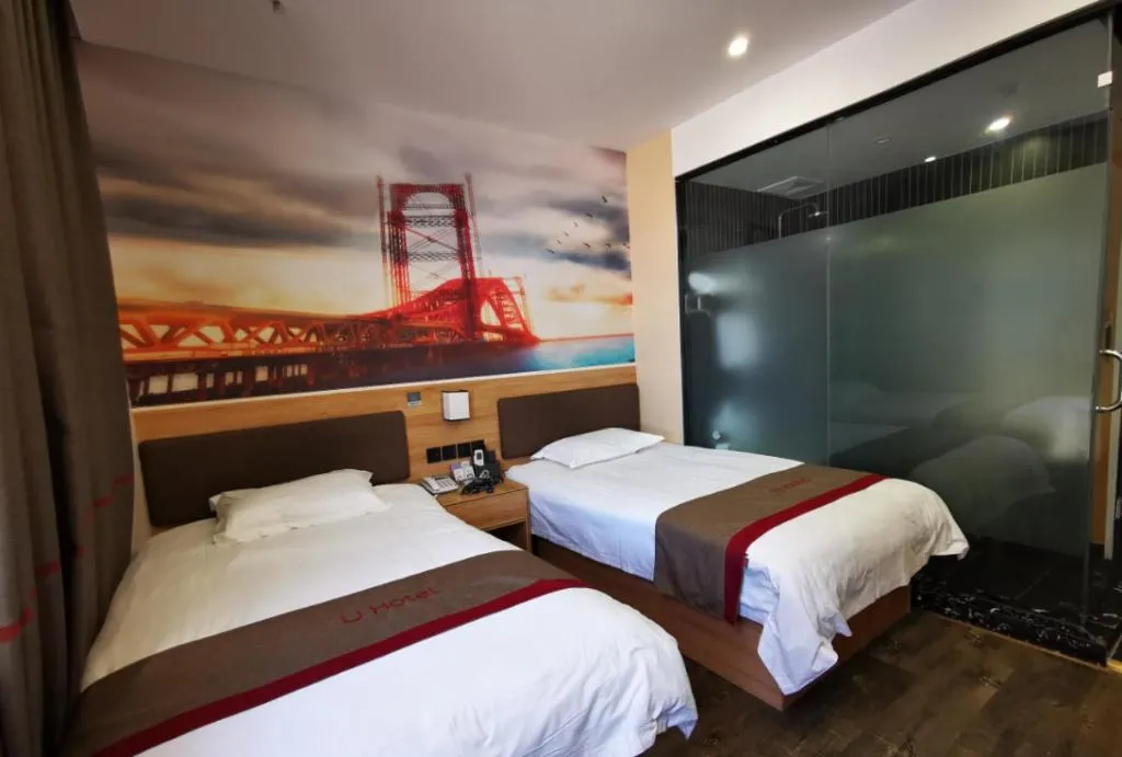 Bed in Thank Inn Hotel Anhui Fuyang Funan County Yunhe Dong Road