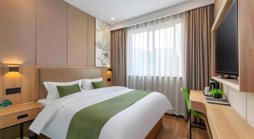 Bed in GreenTree Inn Jining Jianshe Road Hotel