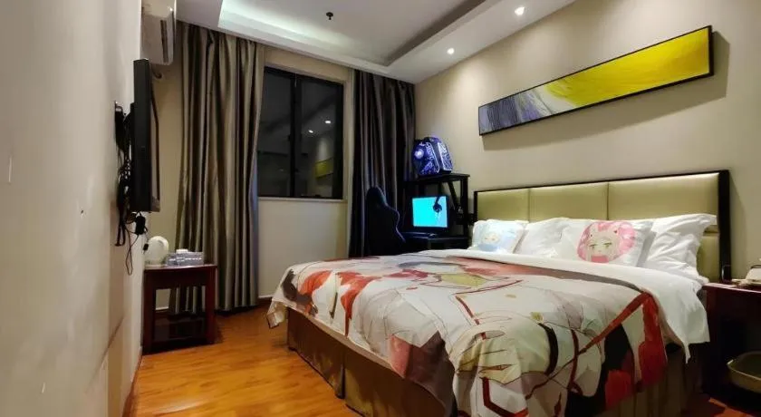 Bed in GreenTree Inn Guangzhou Panyu Bus Station Business Hotel