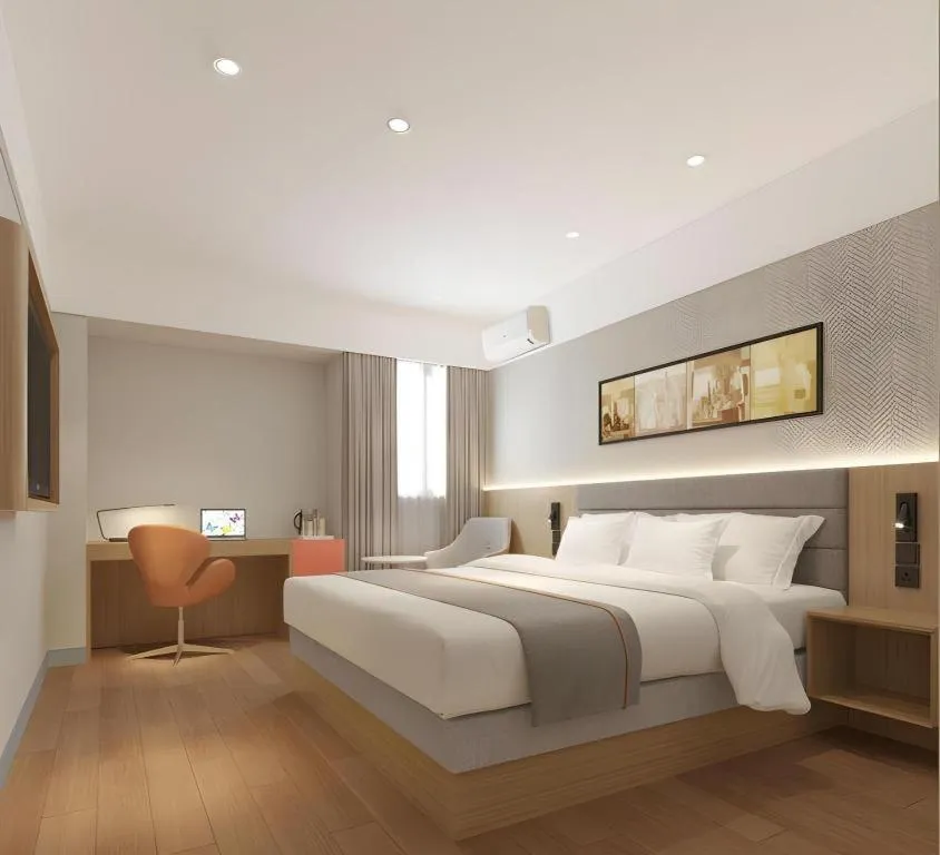 Bed in Jinjiang Inn Zhengzhou Railway Station Erqi Square Metro Station