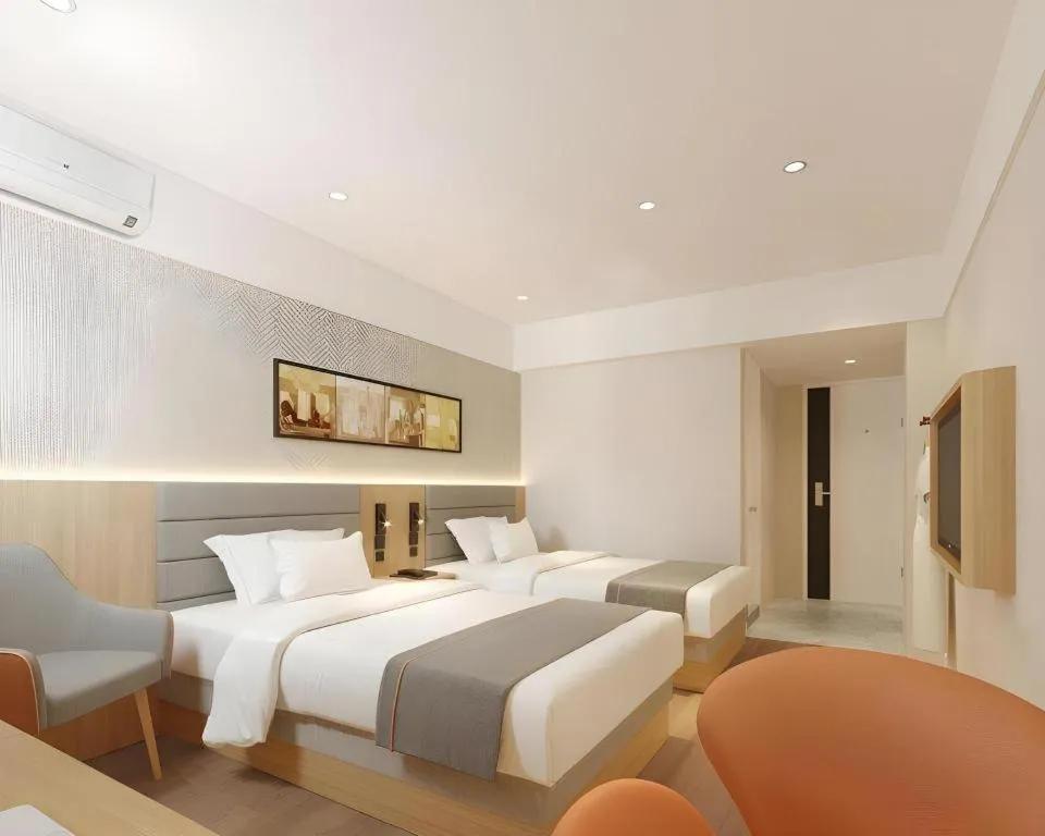 Bed in Jinjiang Inn Zhengzhou Railway Station Erqi Square Metro Station