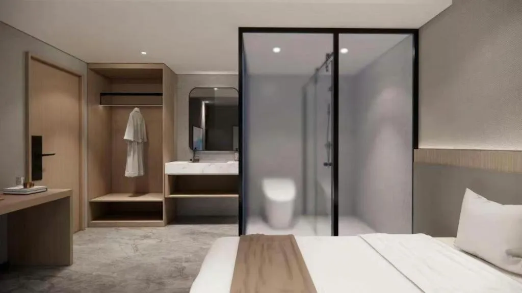 Bed in GreenTree Inn Shanghai Changxing Island Yuansha Fishing Port Hotel