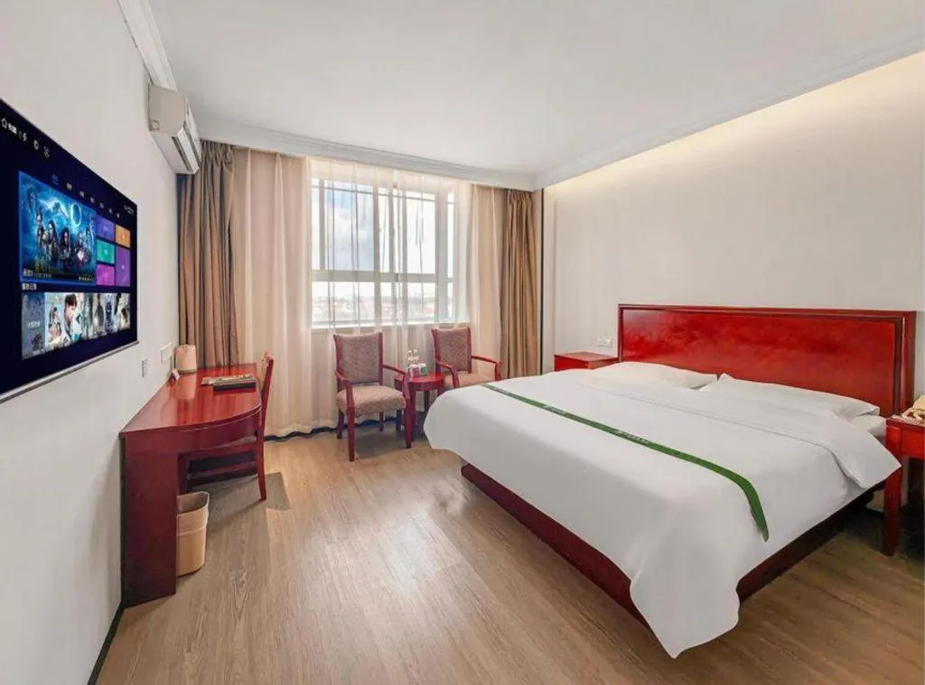 Bed in GreenTree Inn Shanghai Changxing Island Yuansha Fishing Port Hotel