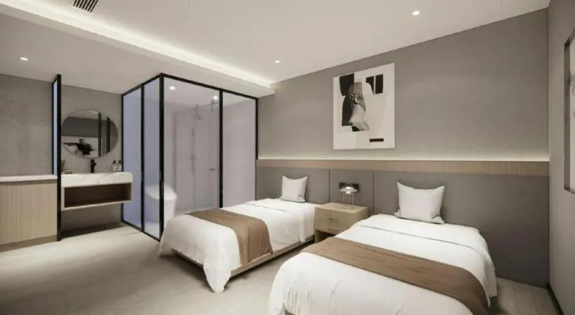 Bed in GreenTree Inn Shanghai Changxing Island Yuansha Fishing Port Hotel