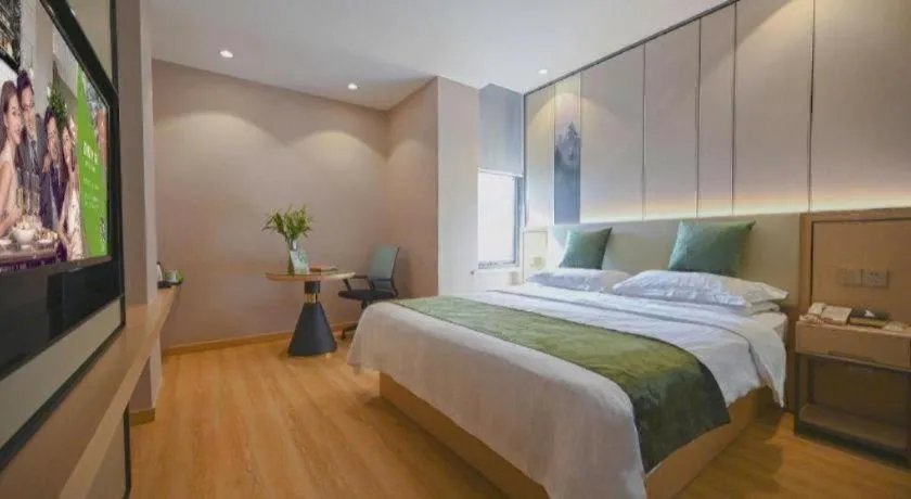 Bed in GreenTree Inn Jiangsu Zhangjiagang Jingang Town Darunfa Express Hotel