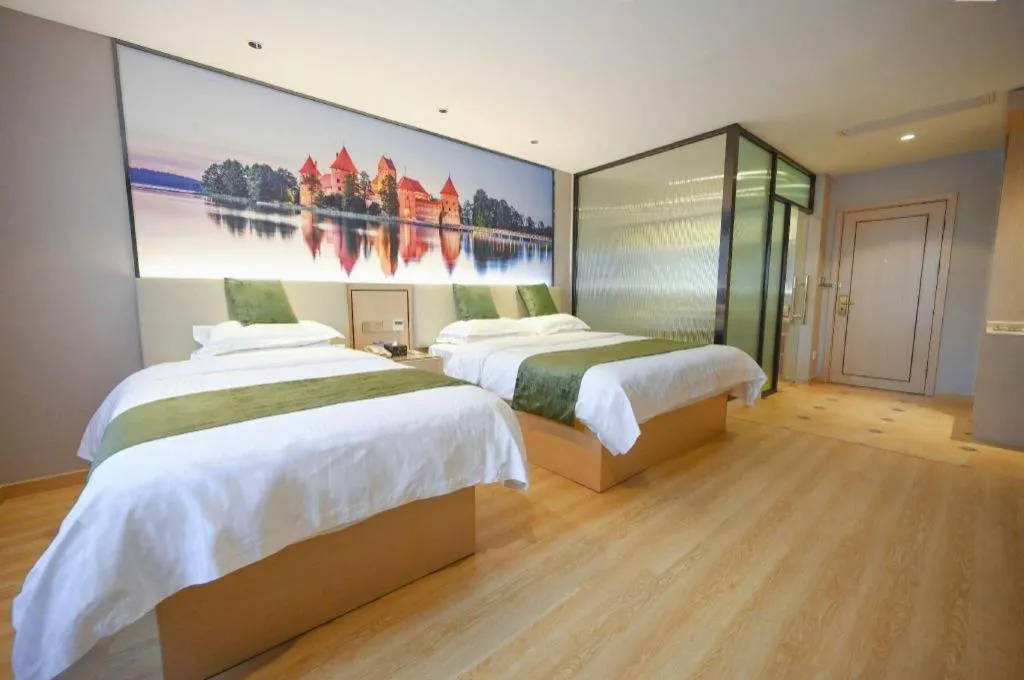 Bed in GreenTree Inn Jiangsu Zhangjiagang Jingang Town Darunfa Express Hotel