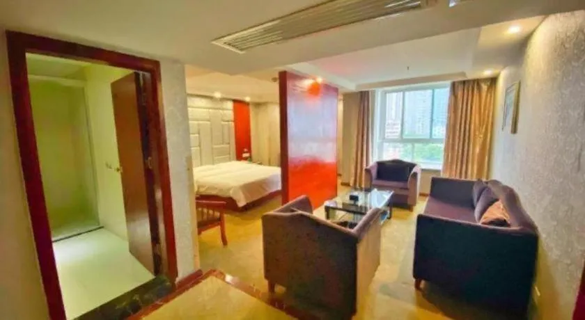 Bed in GreenTree Inn Ganzhou Sankang Temple DaRunFa Express Hotel