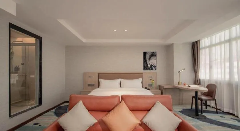 Bed in GreenTree Inn Ganzhou Sankang Temple DaRunFa Express Hotel