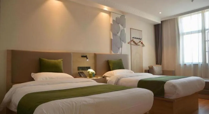 Bed in GreenTree Inn Xuzhou High Speed Railway Station Express Hotel
