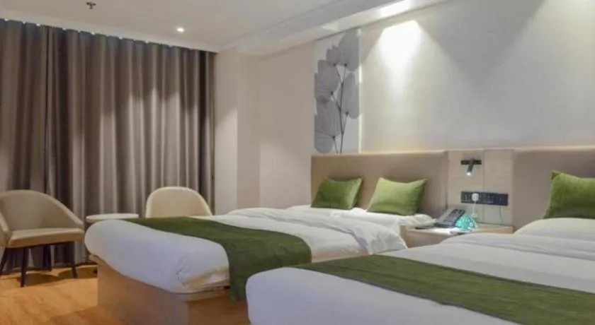 Bed in GreenTree Inn Xuzhou High Speed Railway Station Express Hotel