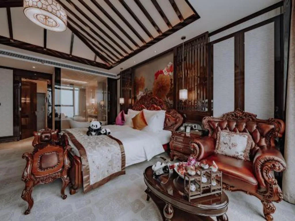 Bed in Chengdu Charming Yard Nature Nook Hotel