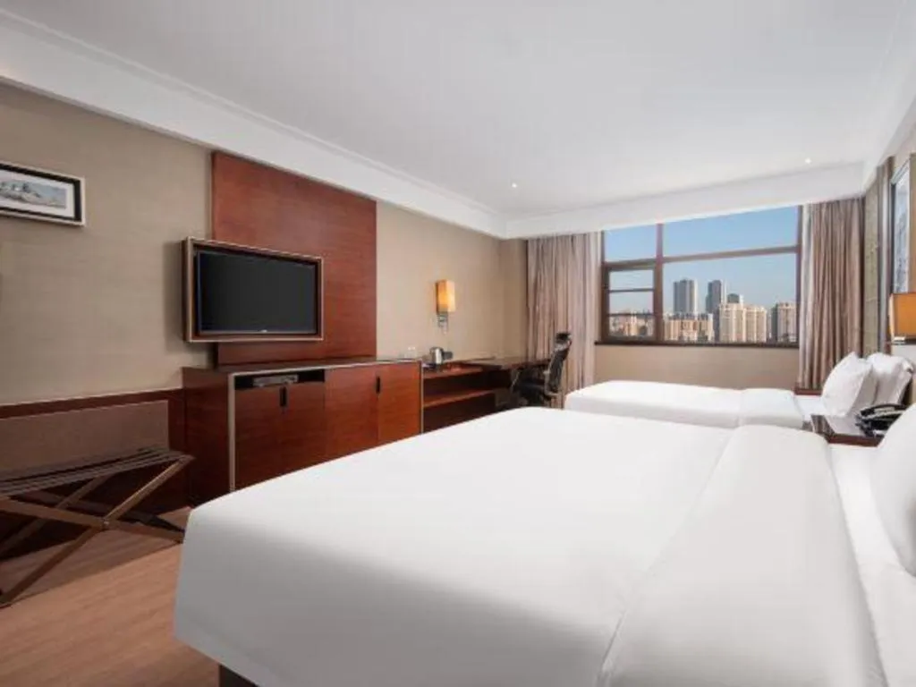 Bed in Echeng Hotel Wuhan Optics Valley Square Yangjiawan Metro Station