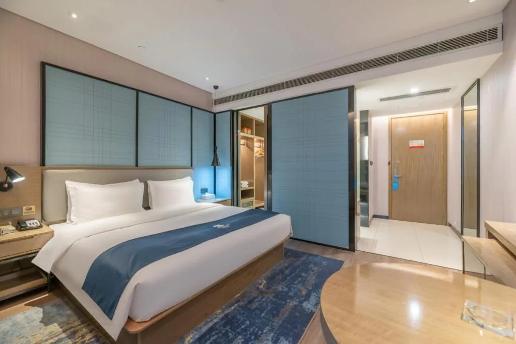 Bed in Echarm Hotel Jinan Railway Station Daming Lake