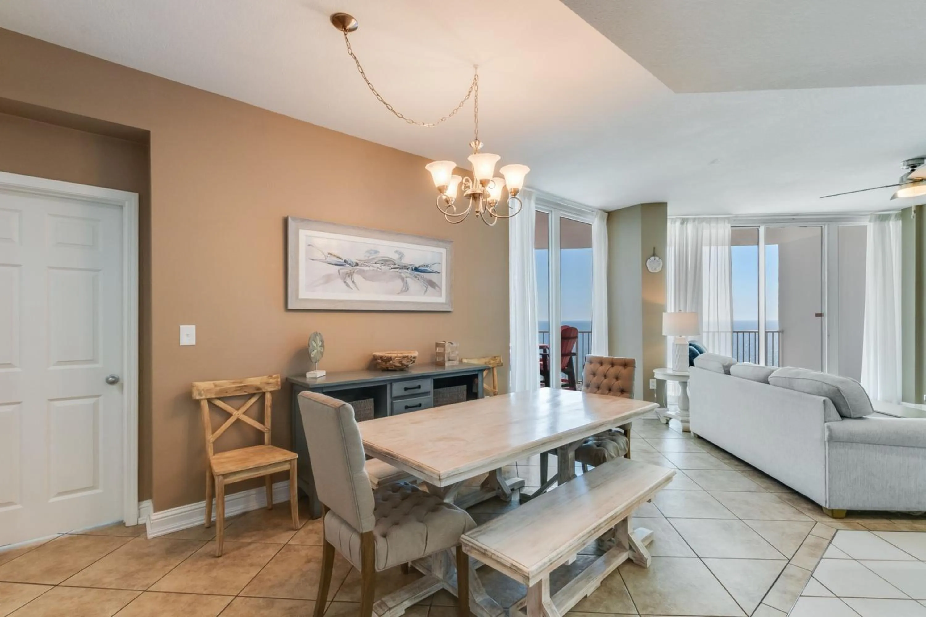 Dining area in Lighthouse Condos Gulf Shores