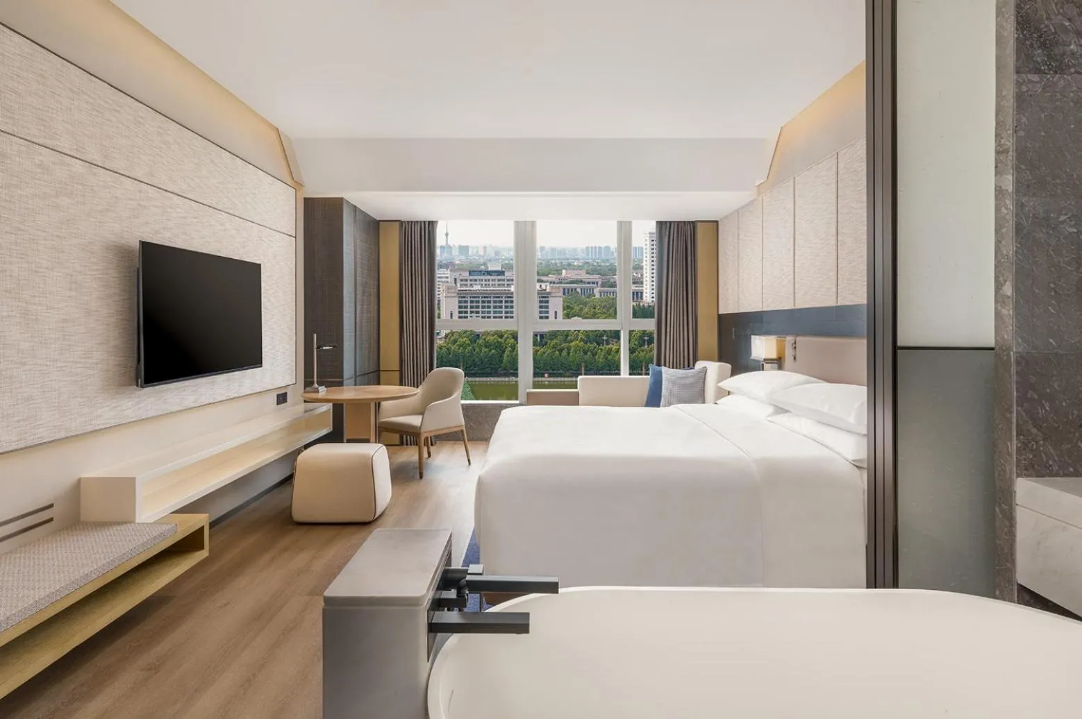 Bed in Luoyang Marriott Hotel