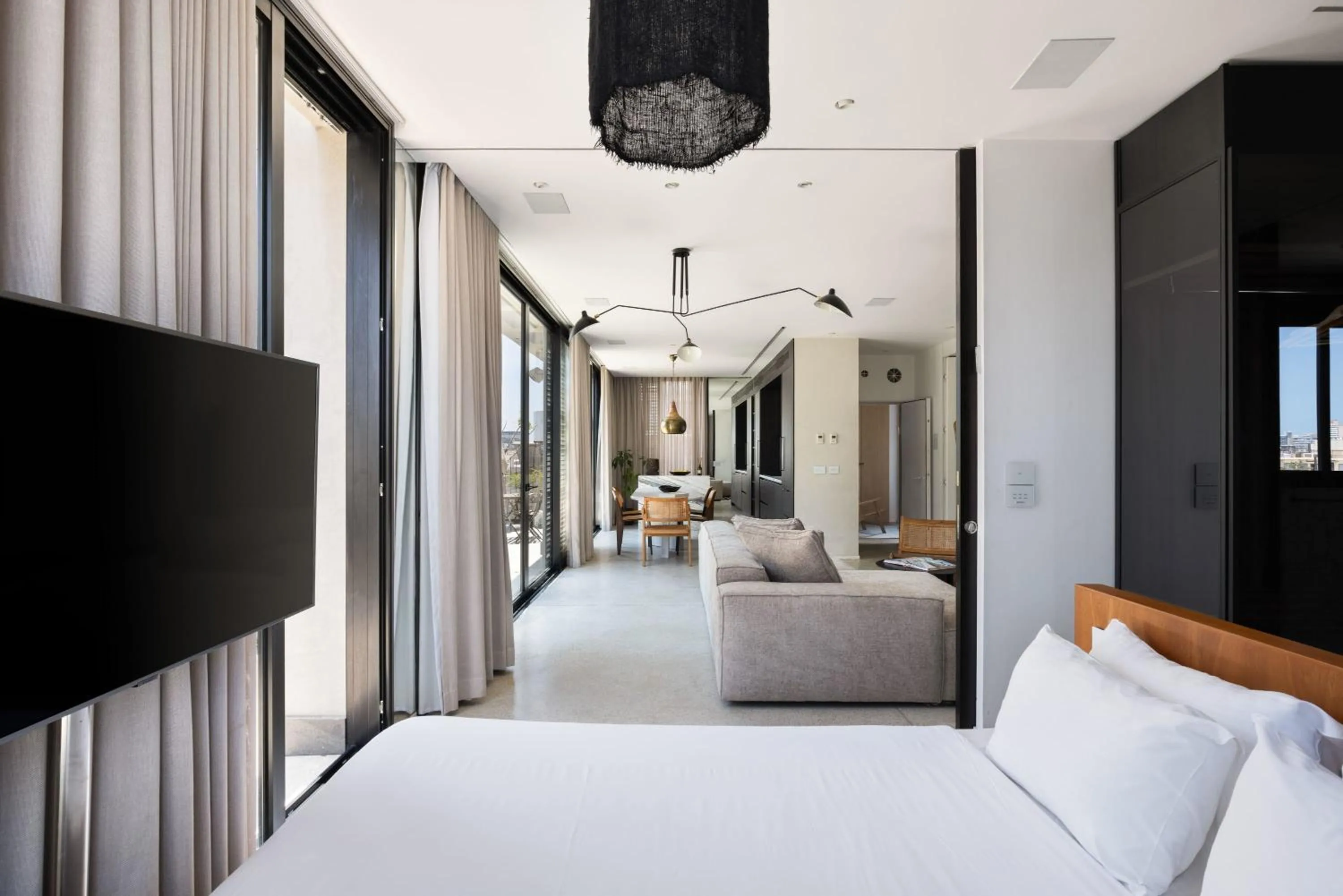 Bed in High Living Penthouse with Rooftop Pool