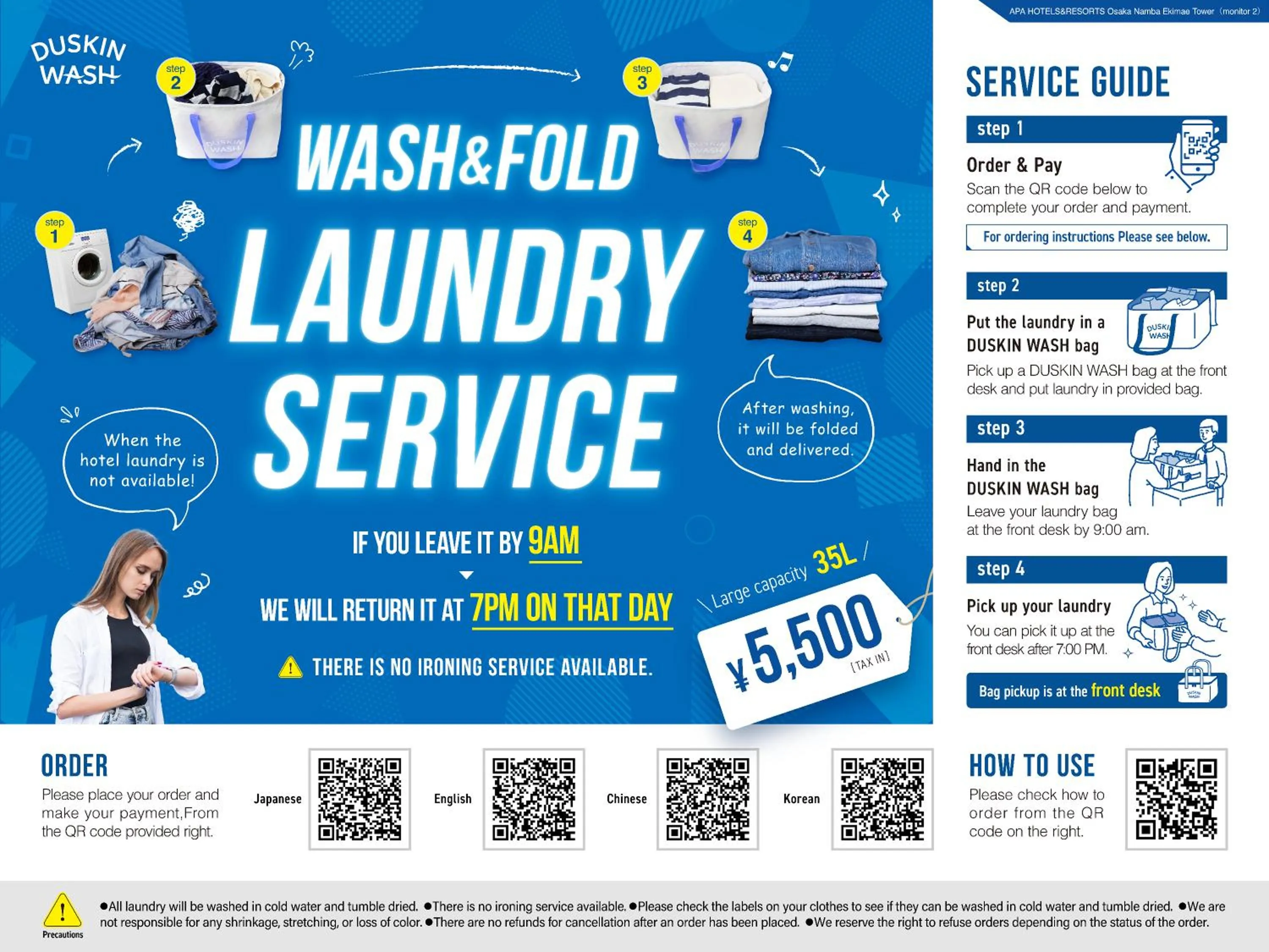 laundry in APA Hotel & Resort Osaka Namba Ekimae Tower