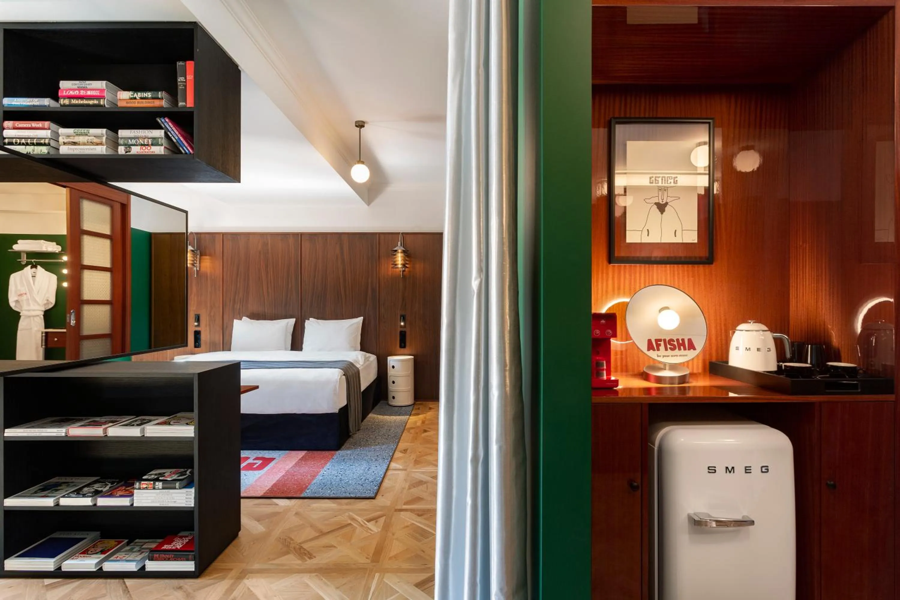 Coffee/tea facilities, Bed in Hotel Afisha