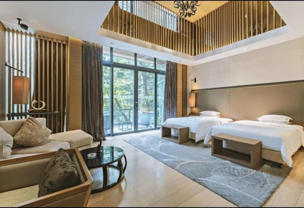 Bed in The Mulian Urban Resort Hotels Huadu