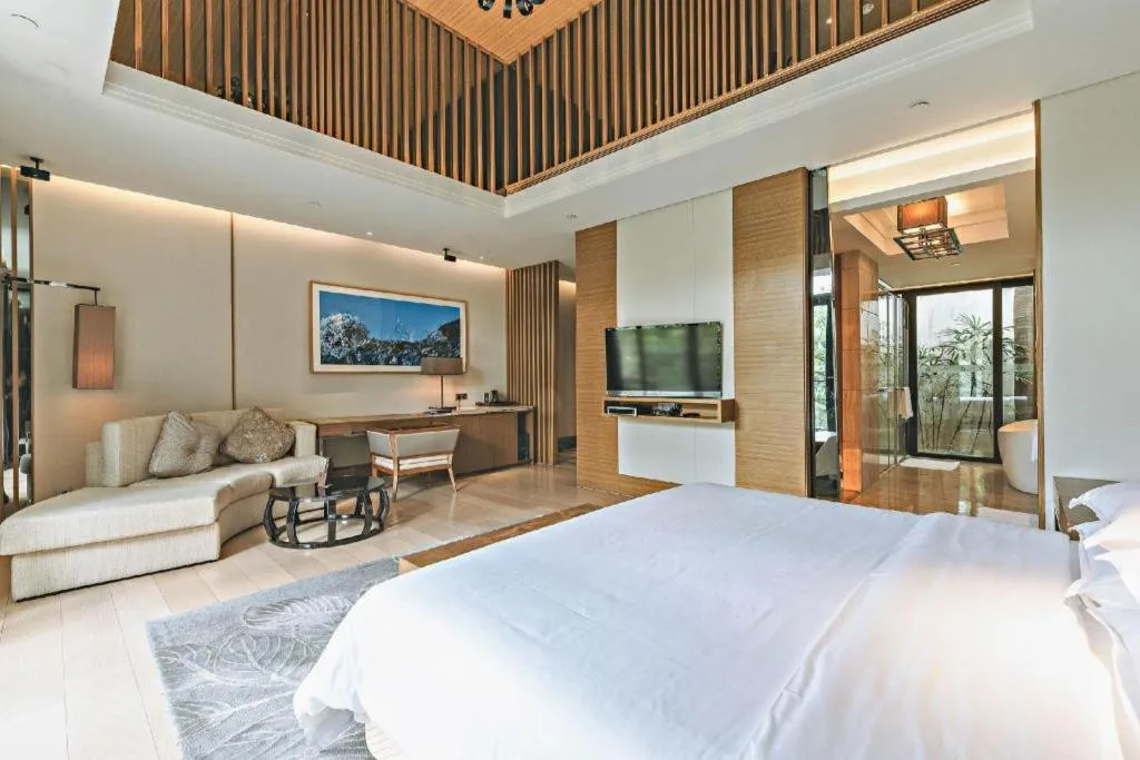 Bed in The Mulian Urban Resort Hotels Huadu