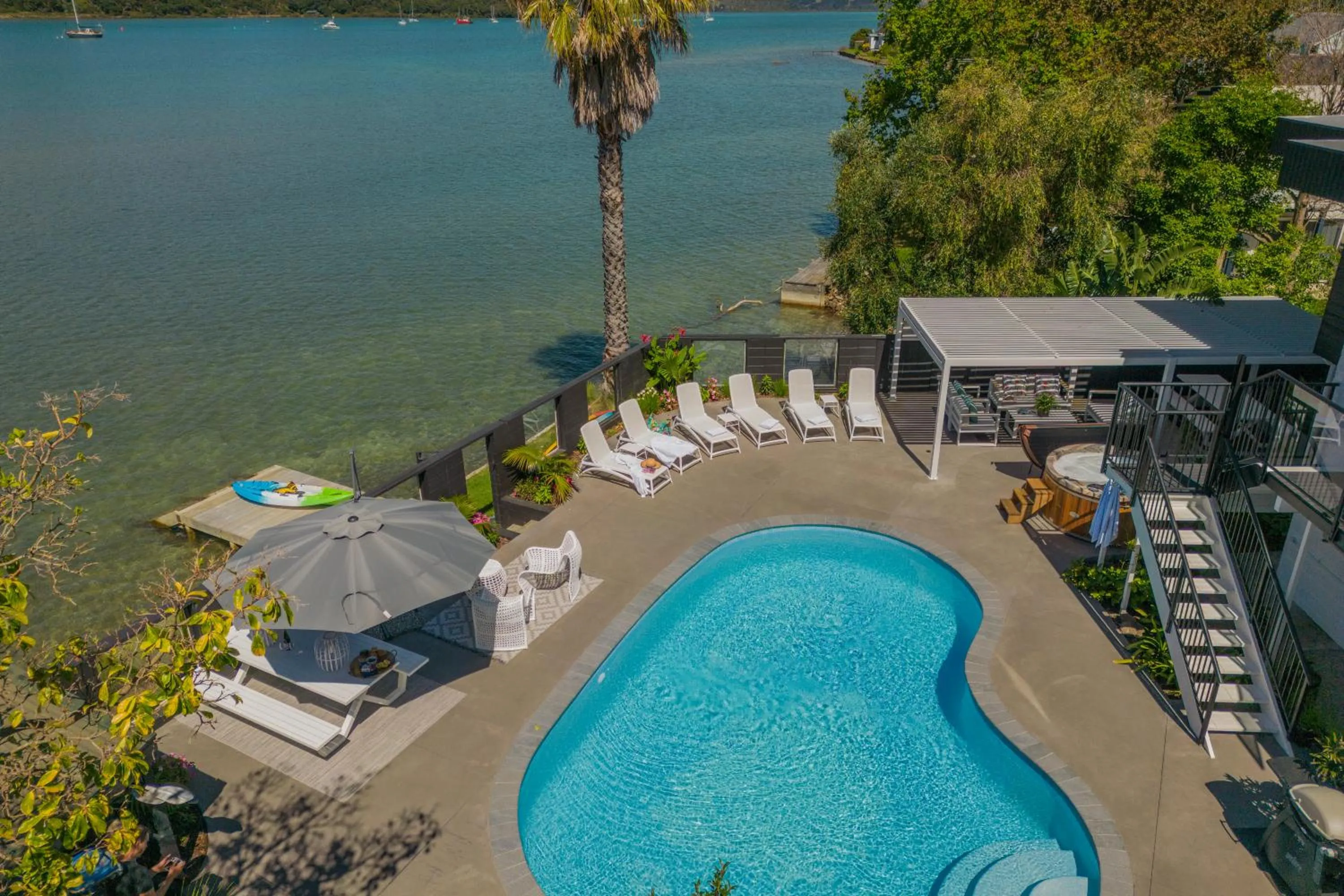 Pool view in Oceans 88 Whitianga Coastal Suites