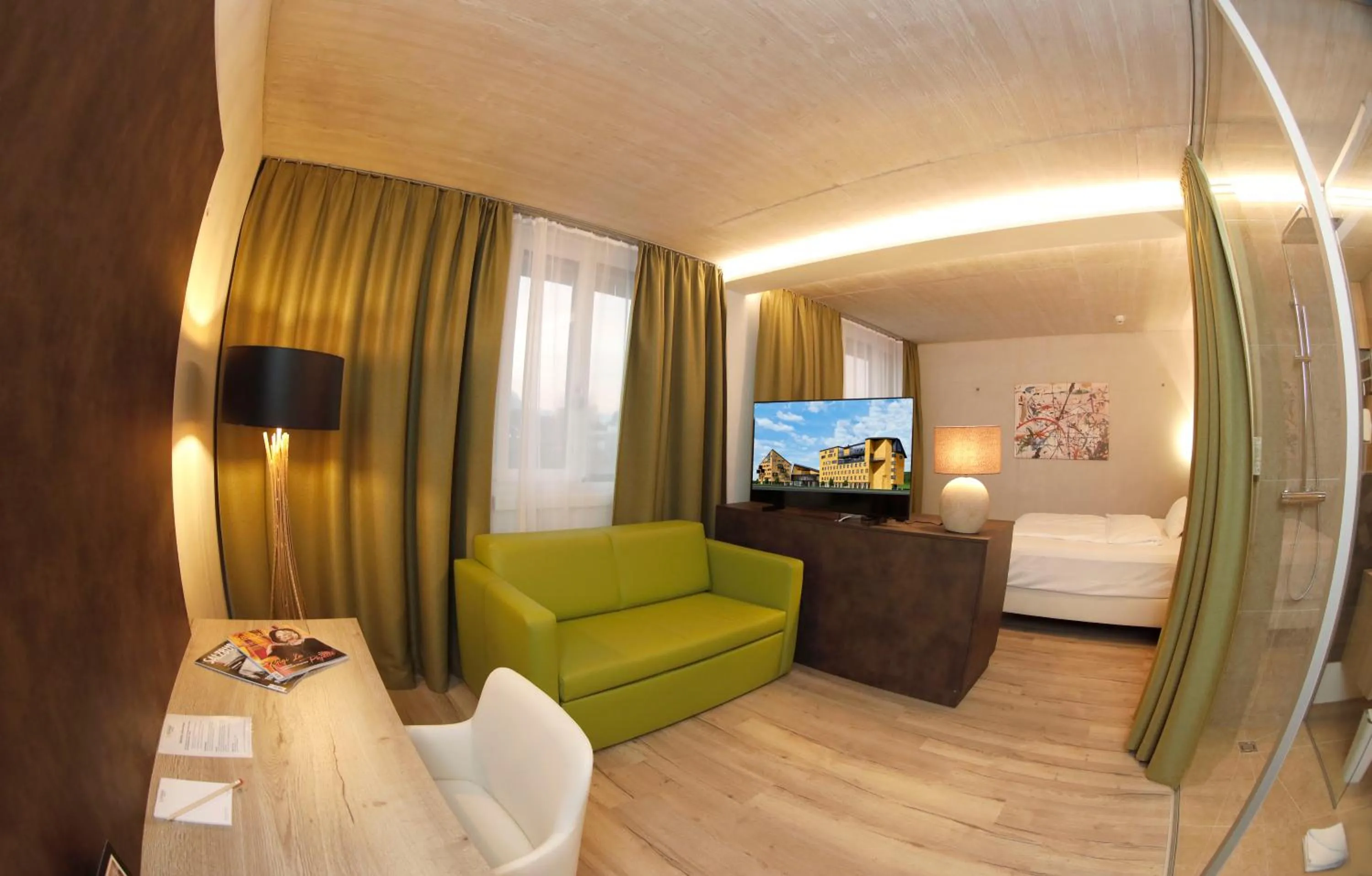 Bed in Hotel im Zentrum für Visionen