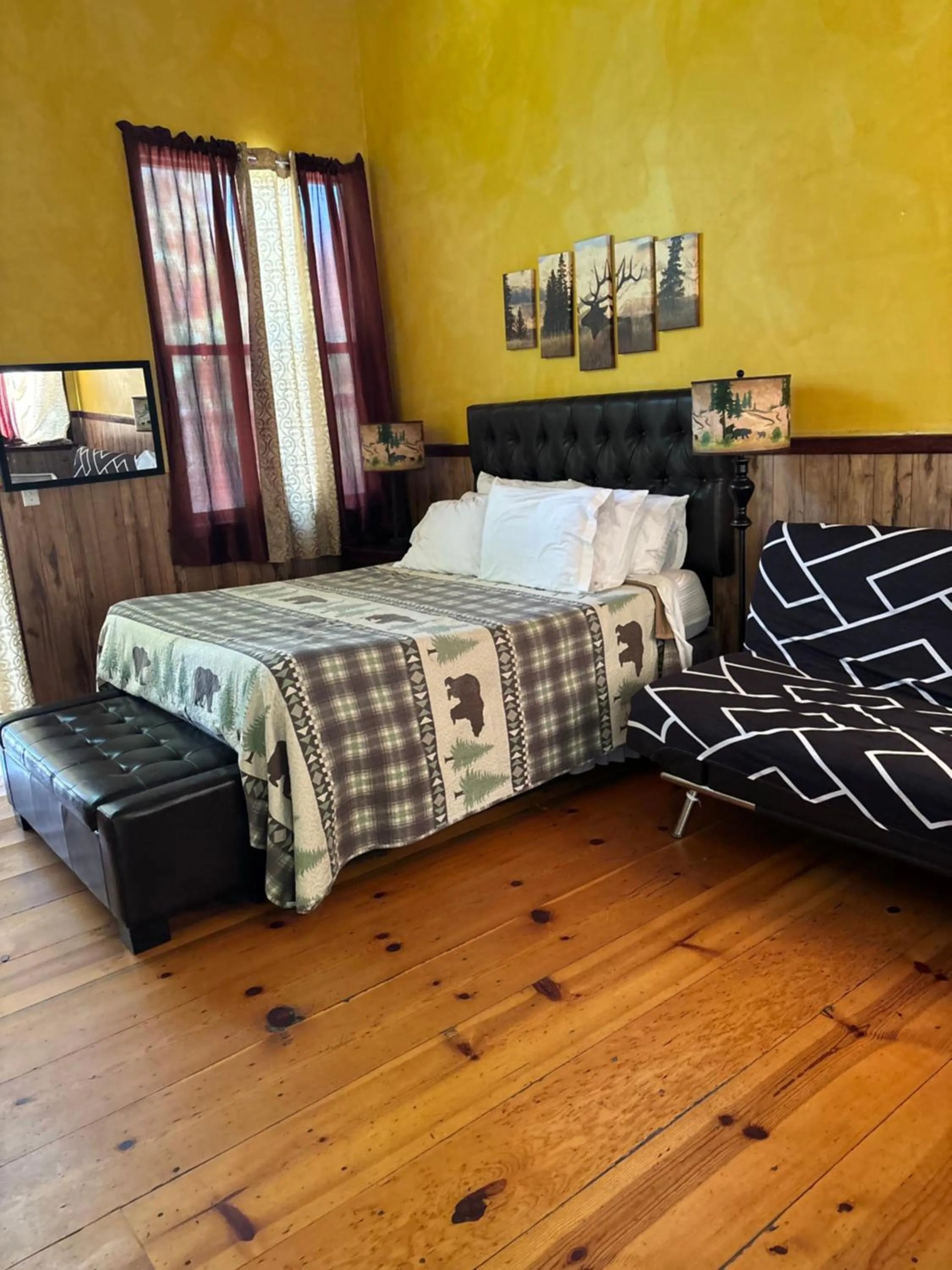 Bed in Sequoia River Front Cabins