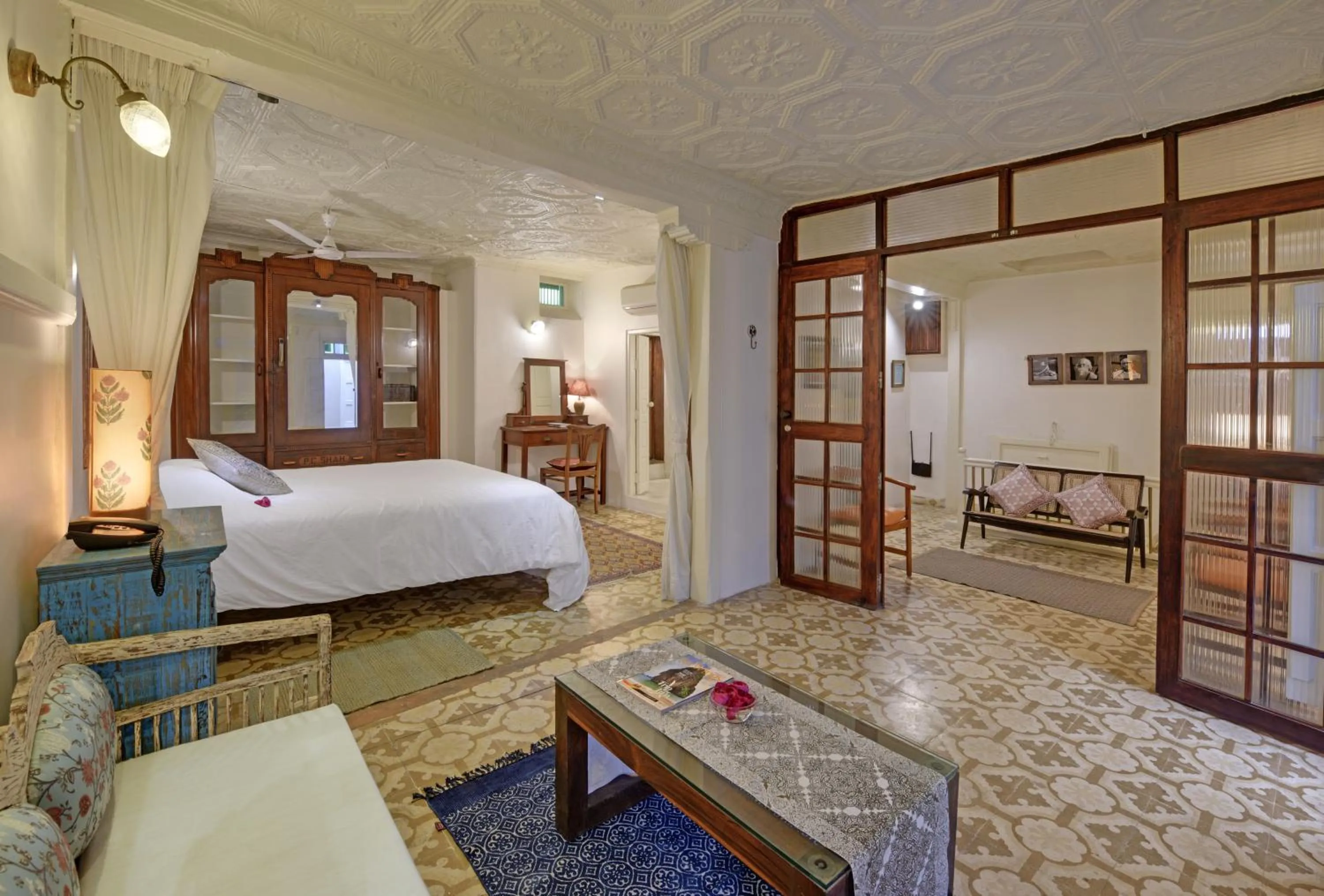 Photo of the whole room, Bed in French Haveli