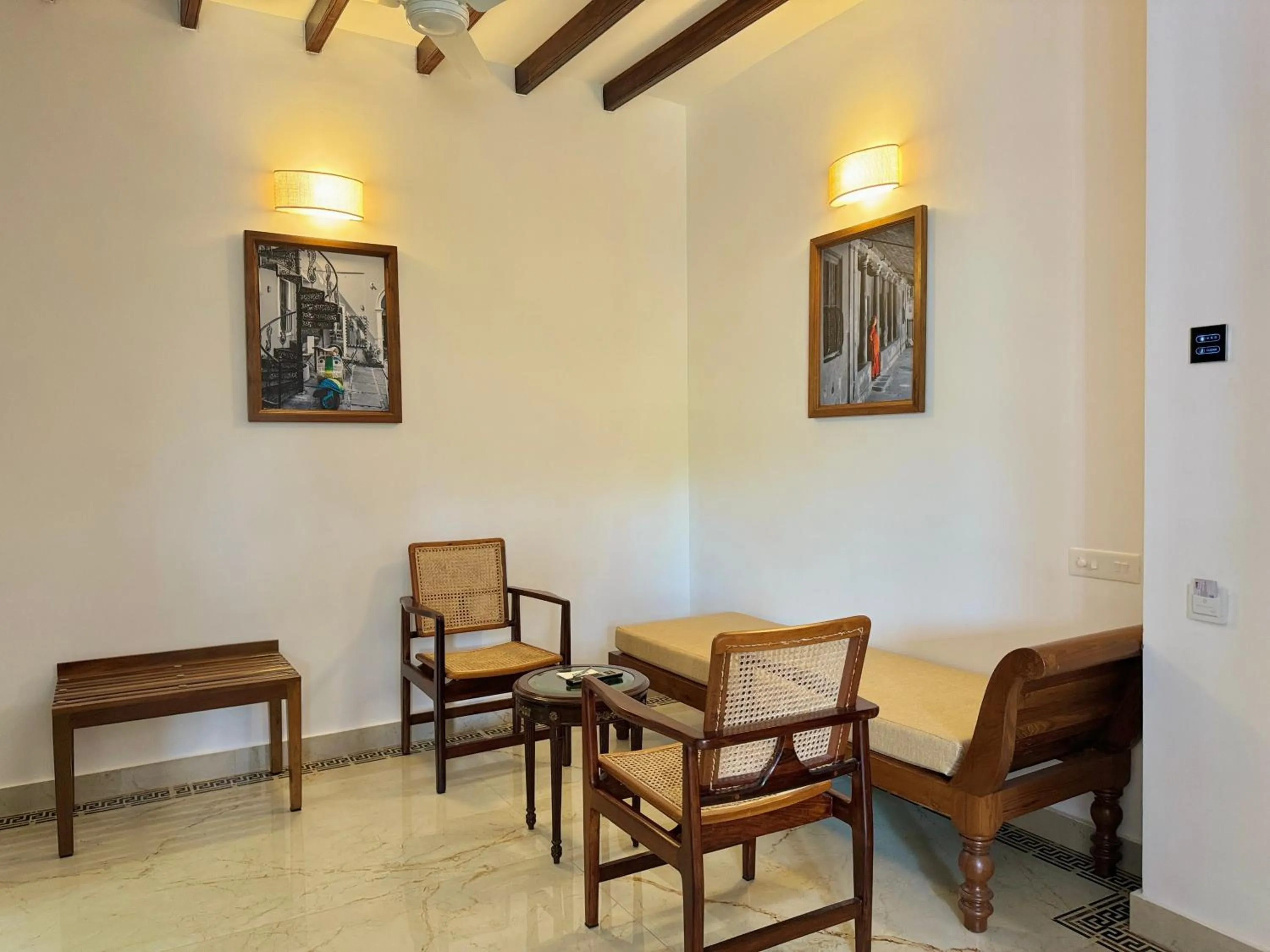 Seating area in La Plage Seaview Suites