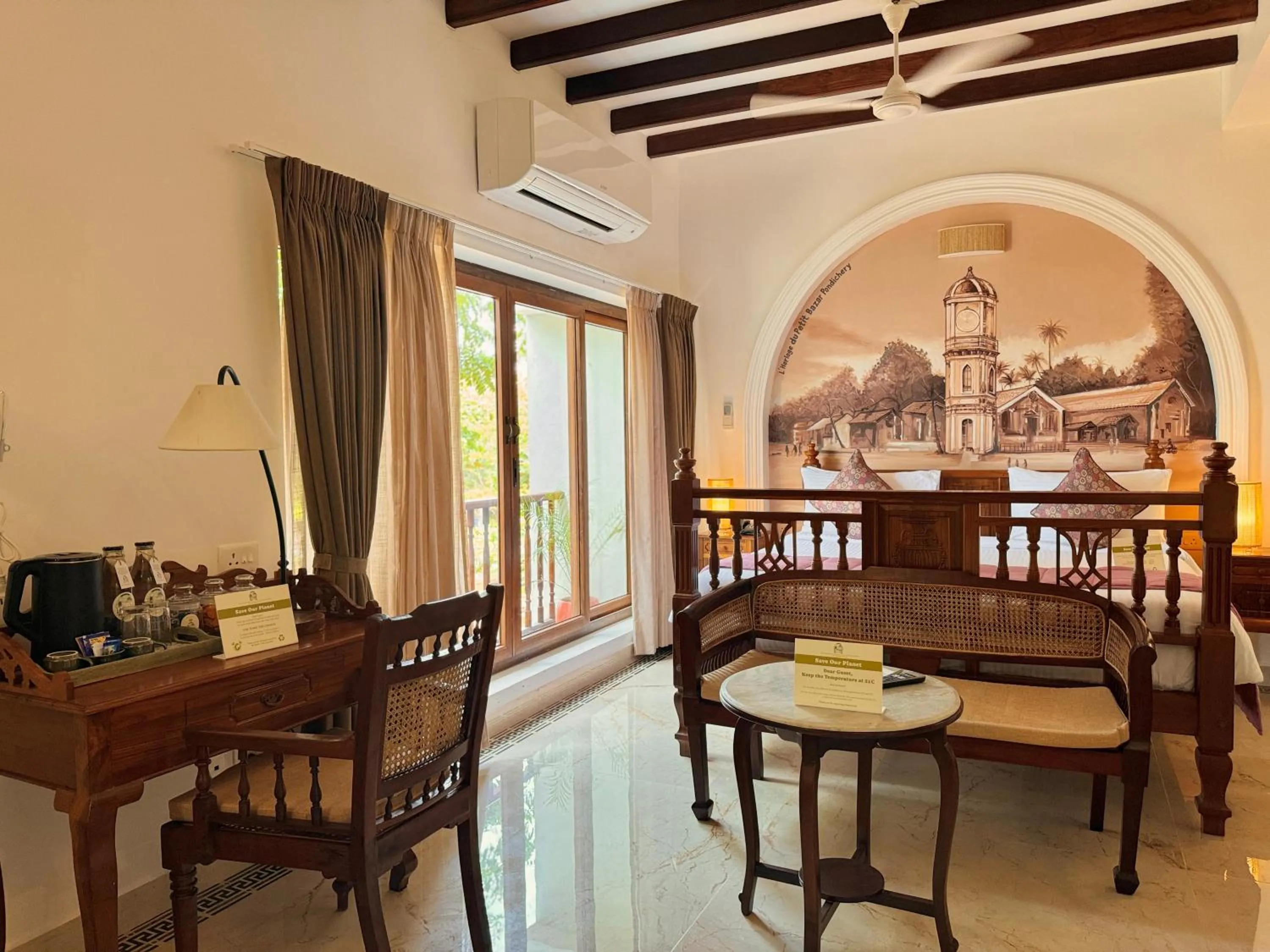 Seating area in La Plage Seaview Suites