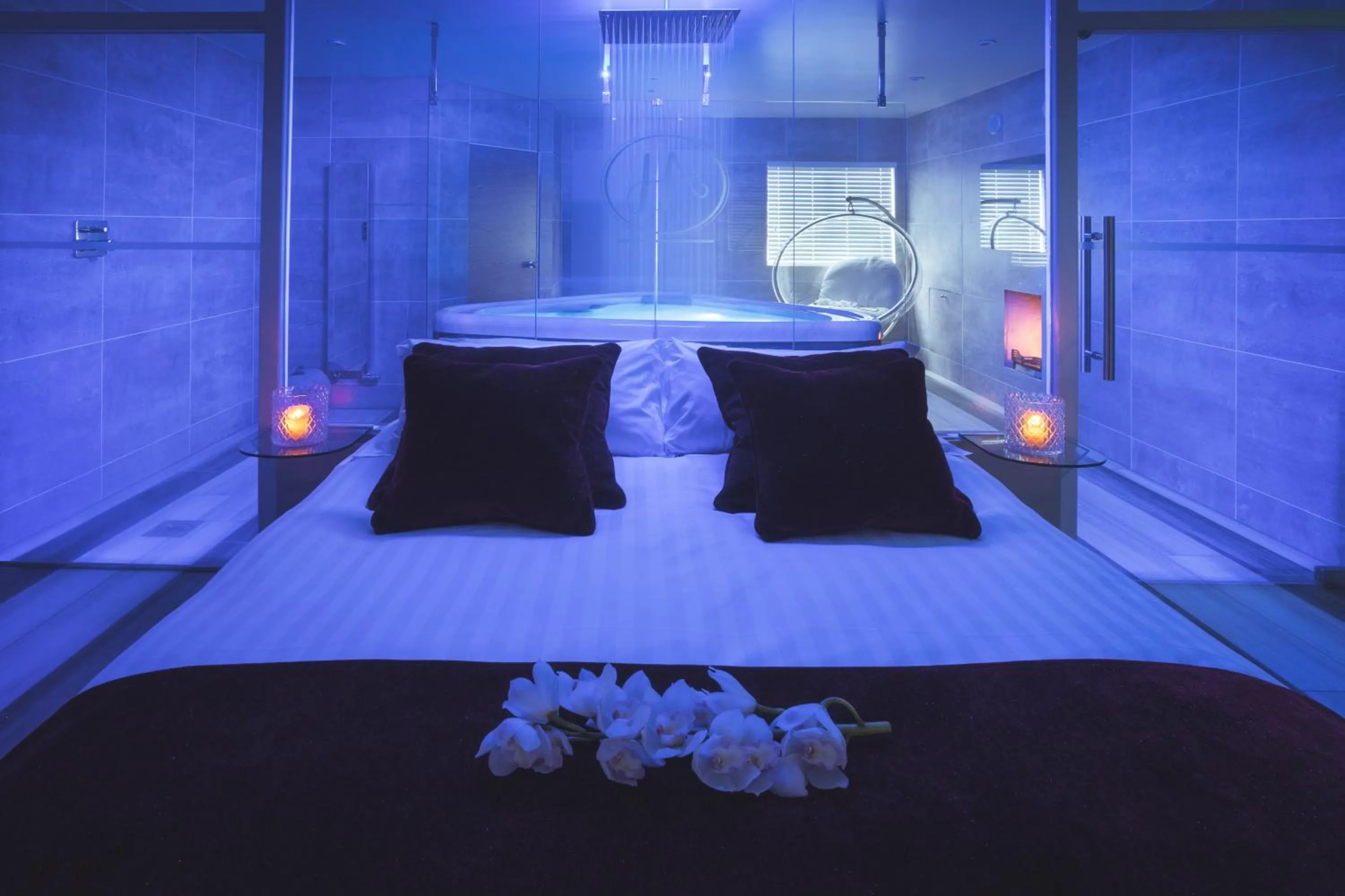 Photo of the whole room, Bed in Aphrodites Group - Luxury Hot Tub Suites in Central Lake District!