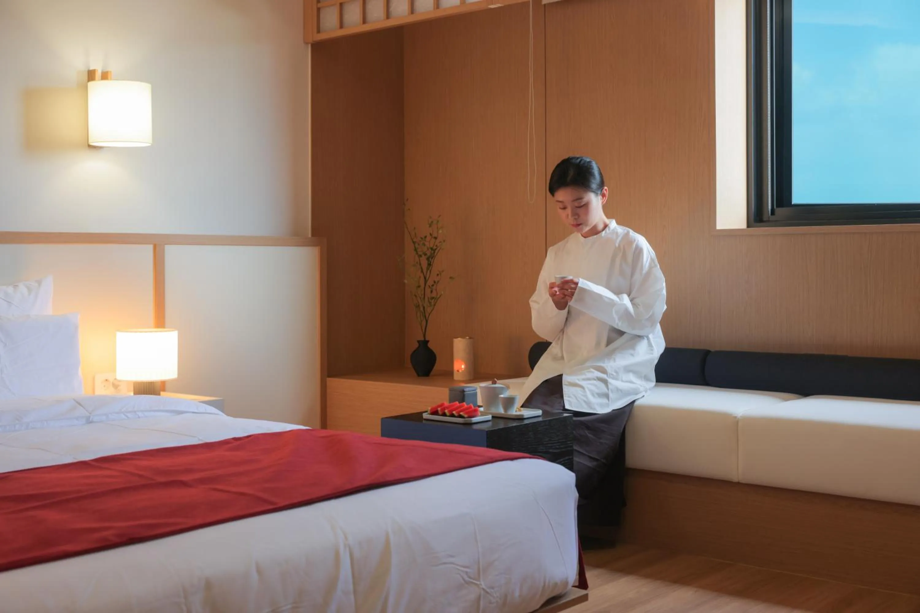 Bed in AanK Hotel & Spa Pyeongtaek