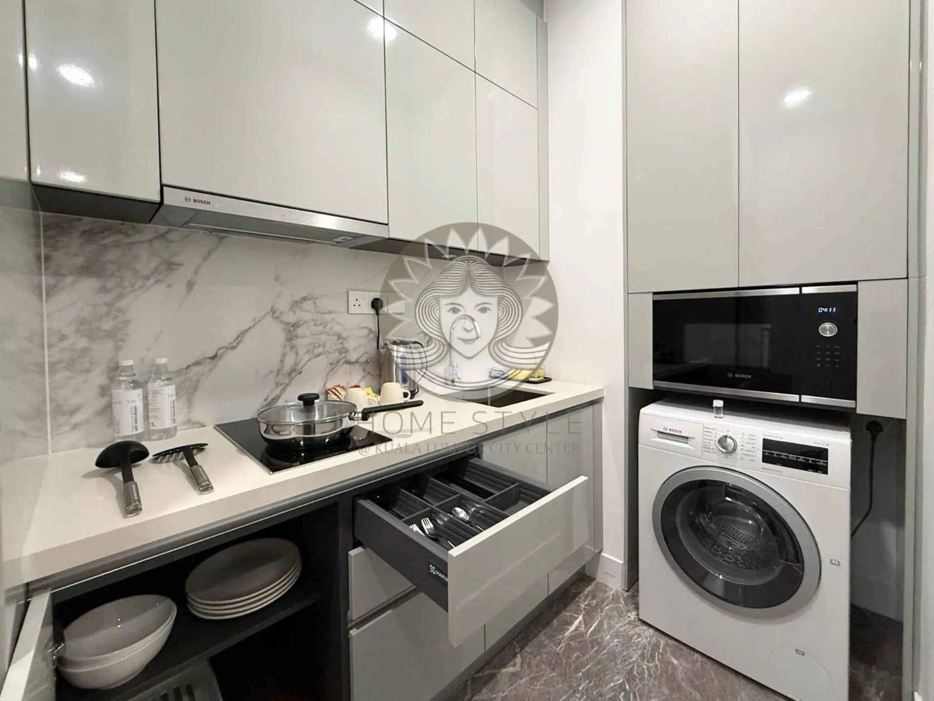 Kitchen or kitchenette in HOME STYLE at Platinum Suites 2 KLCC Twin Towers