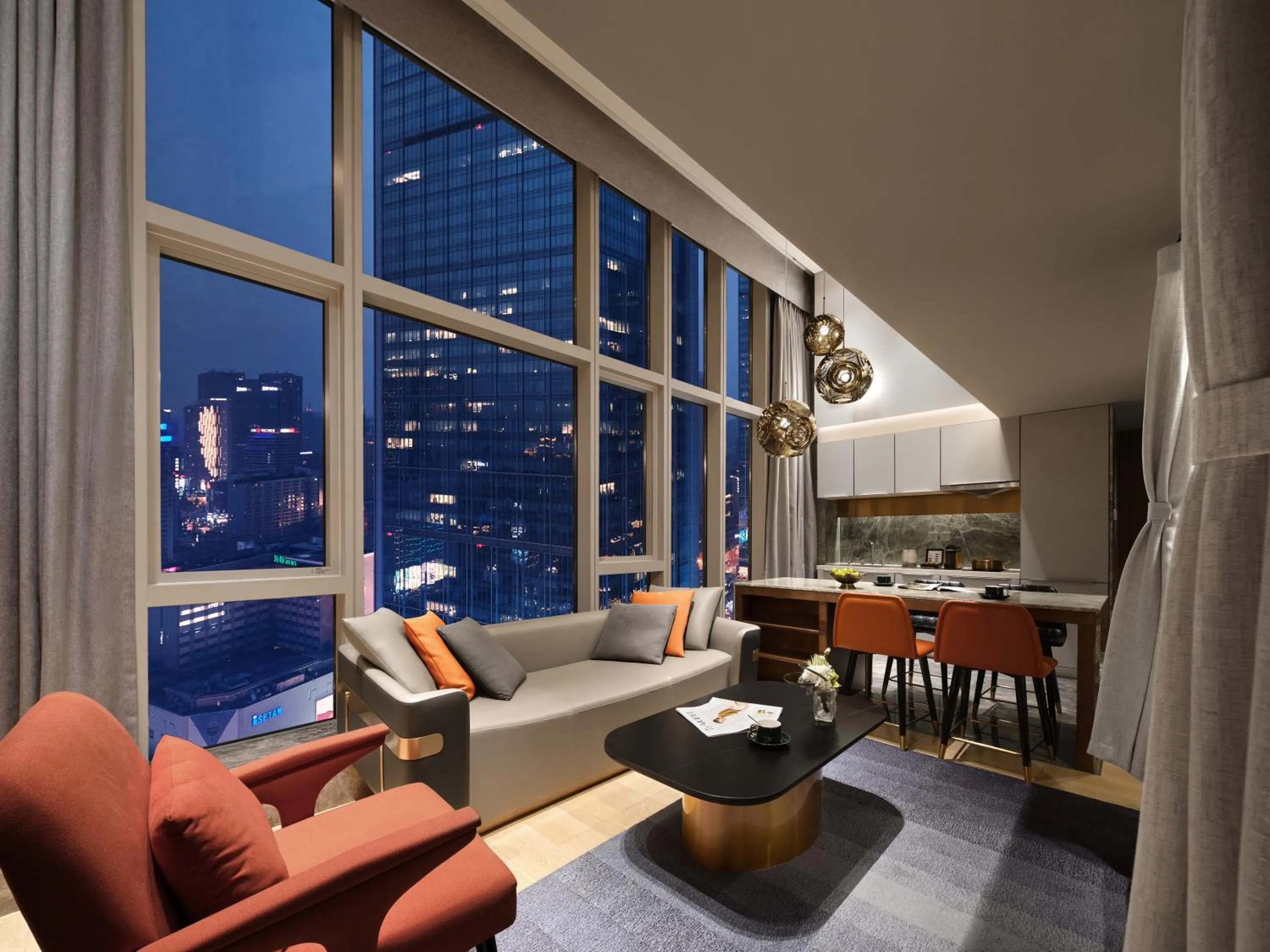 Living room in ISEYA Serviced Apart-ment Chengdu Taikoo Li Flagship