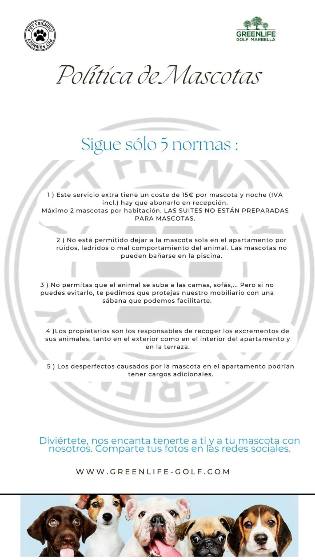 Pets in Hotel - Apartamentos Greenlife Golf