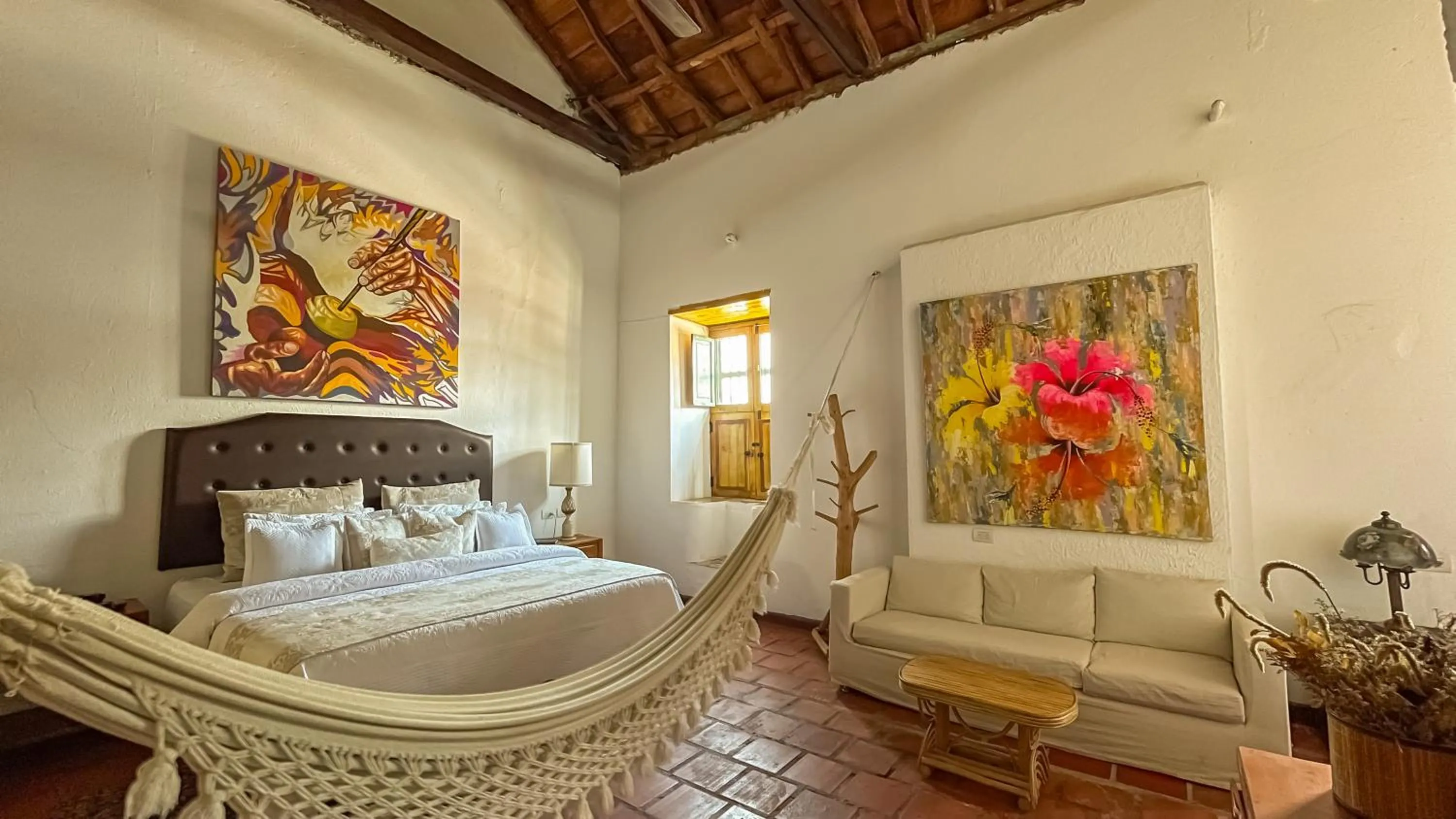 Decorative detail, Bed in Hotel Boutique Casa de Los Santos Reyes Valledupar