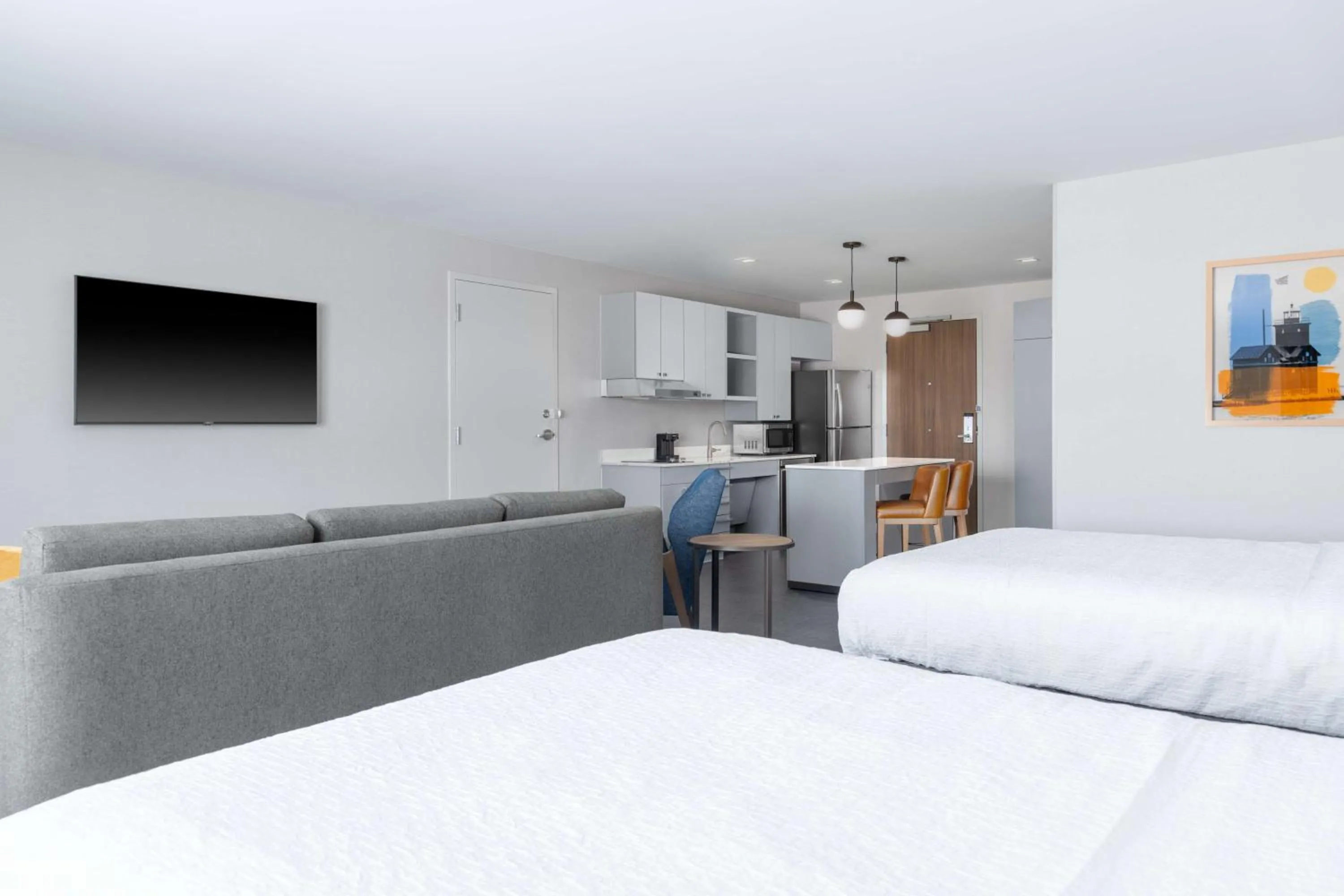 Kitchen or kitchenette, Bed in Homewood Suites By Hilton Holland