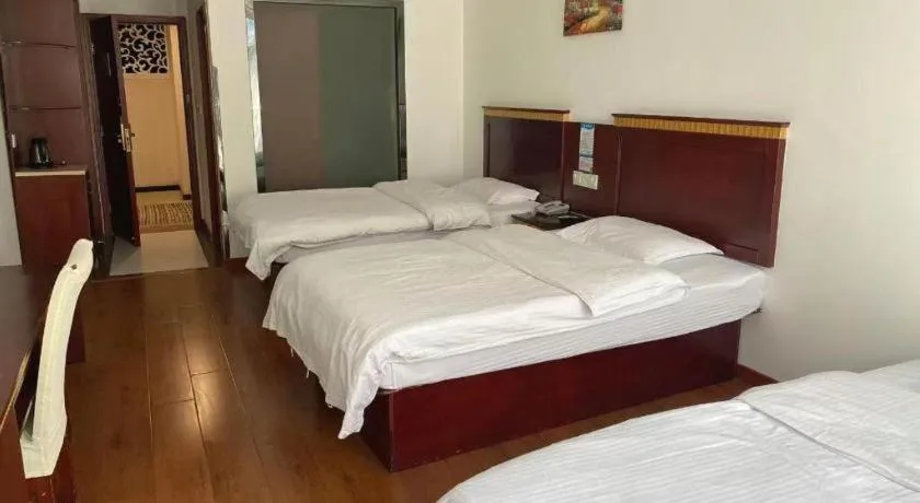 Bed in GreenTree Inn Shanghai Minhang Development Zone Subway Station Business Hotel