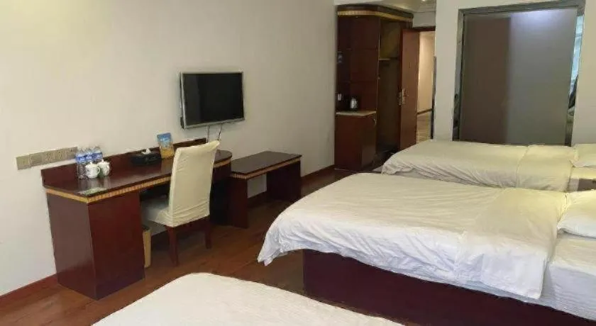 Bed in GreenTree Inn Shanghai Minhang Development Zone Subway Station Business Hotel