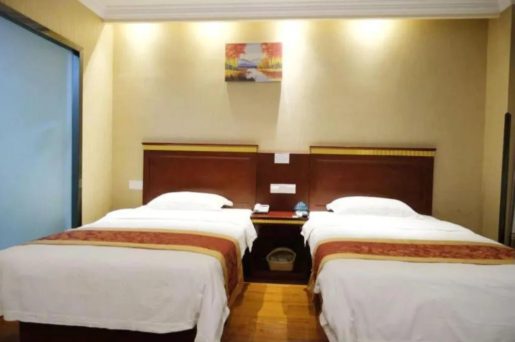 Bed in GreenTree Inn Shanghai Minhang Development Zone Subway Station Business Hotel