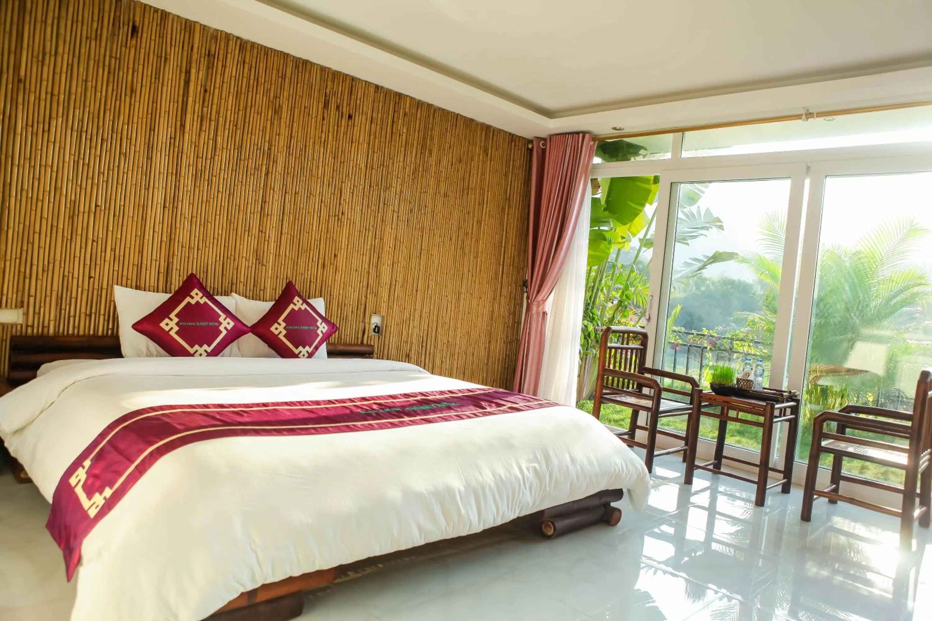Bed in Mai Chau Sunset Boutique Hotel