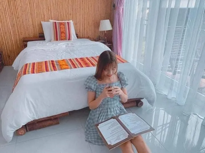 Bed in Mai Chau Sunset Boutique Hotel