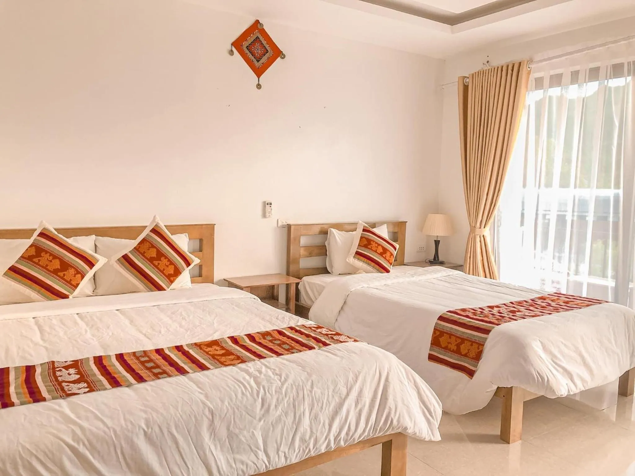 Bed in Mai Chau Sunset Boutique Hotel