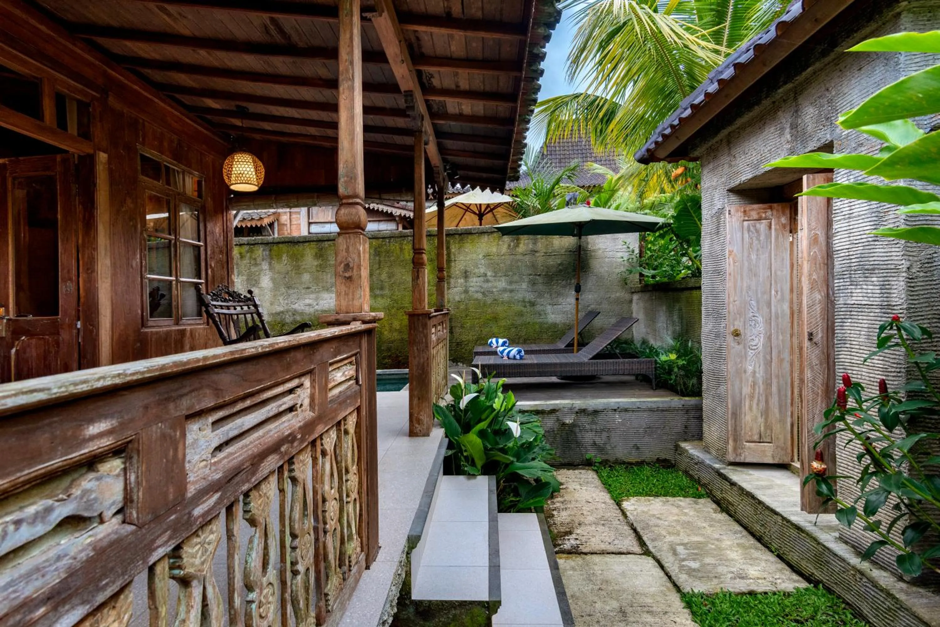 Balcony/Terrace in Taksu Sebatu Villa by Dhananjaya Hospitality