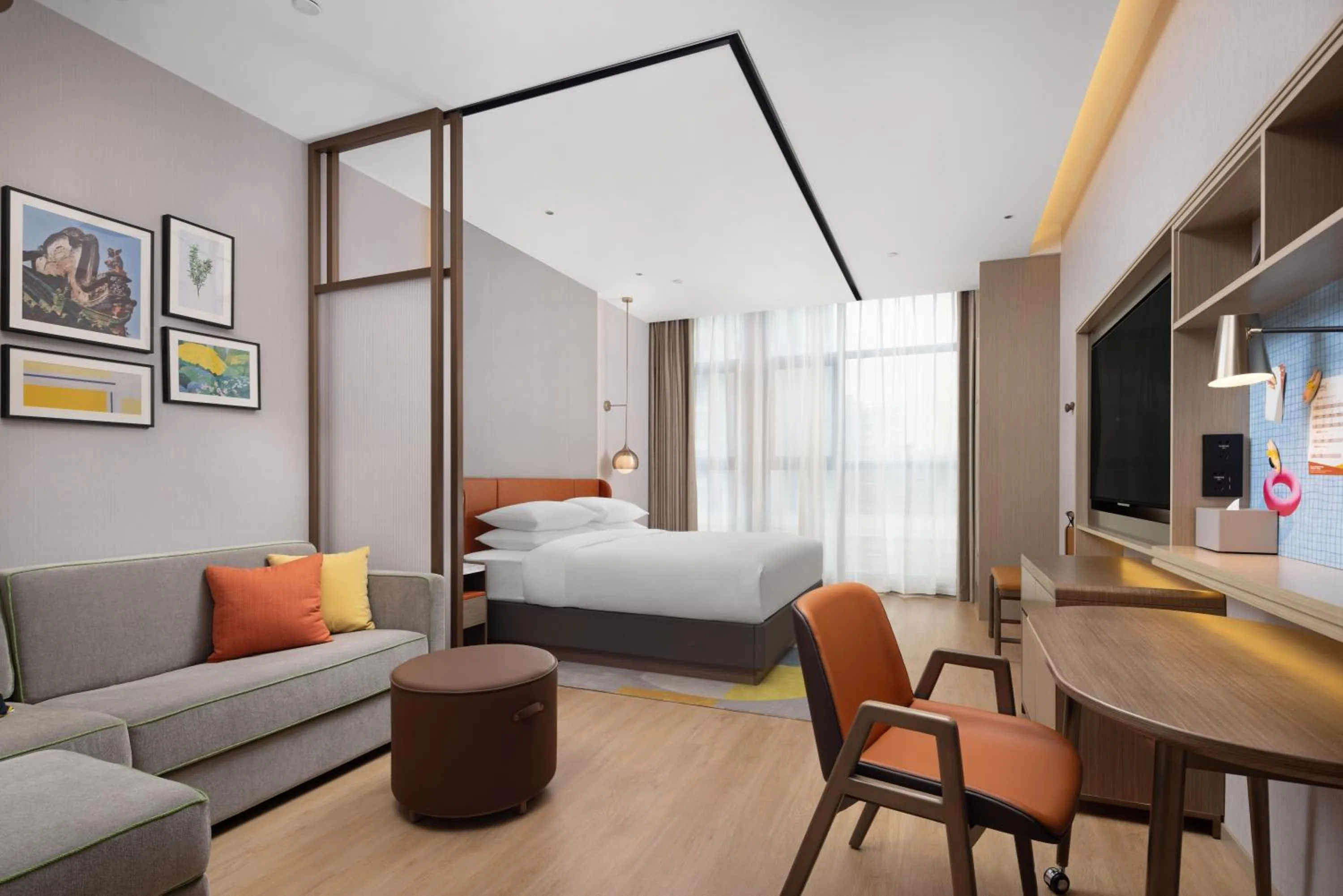 Bed in Home2 Suite by Hilton Dongguan Shipai