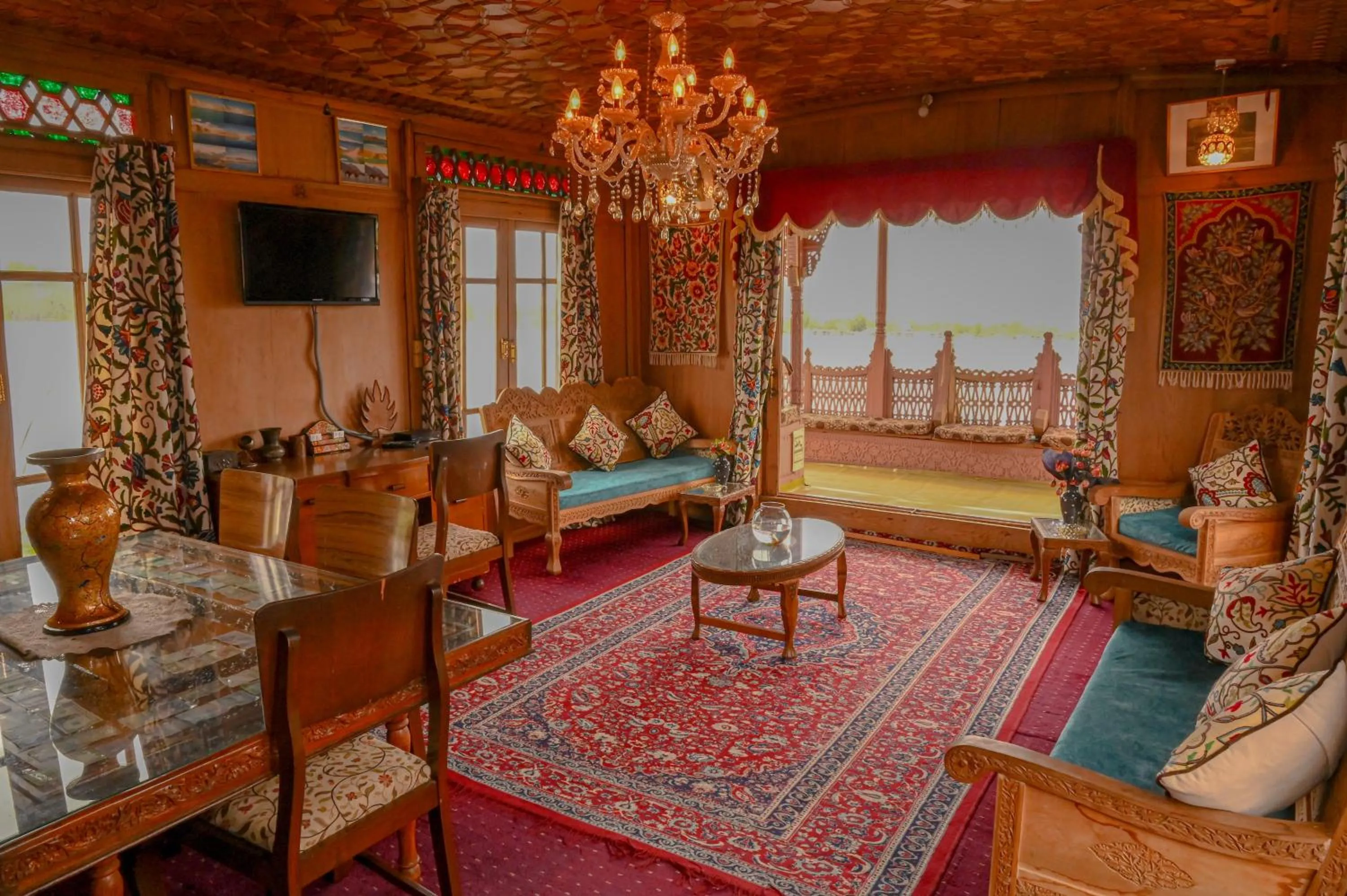 Living room in Golden Flower Heritage Houseboats