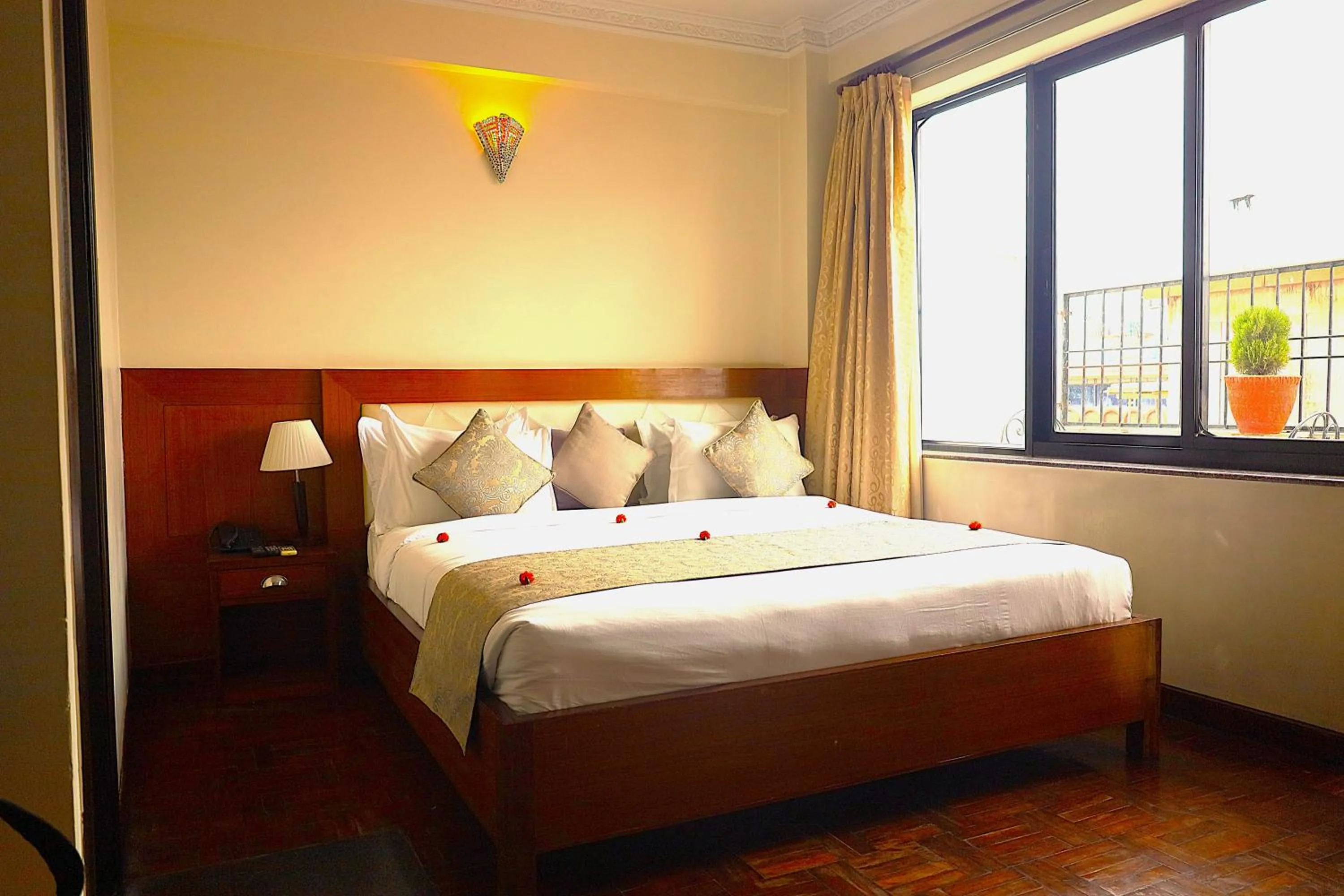 Bed in Hotel Holy Himalaya