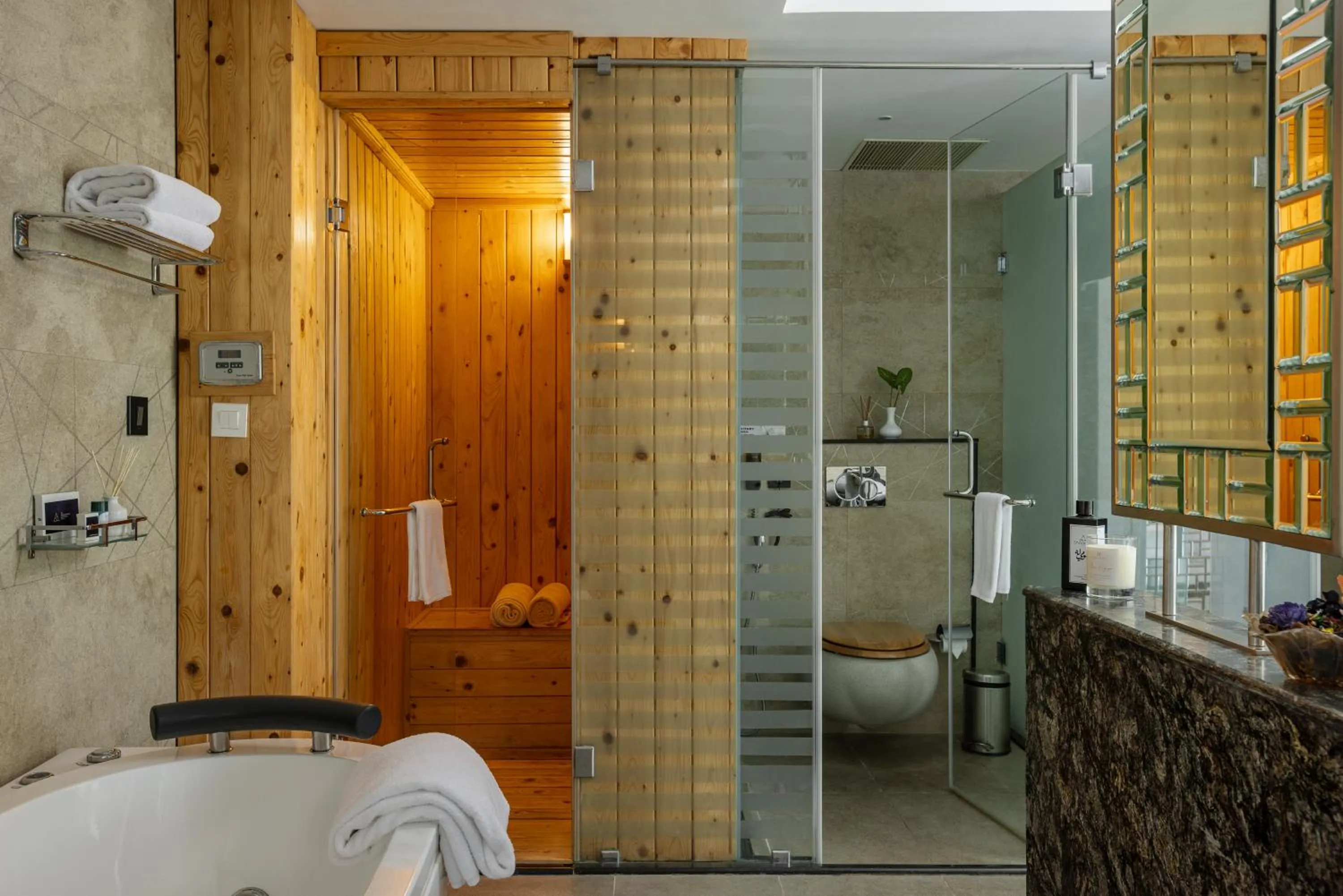 Sauna in The Panoramic Getaway