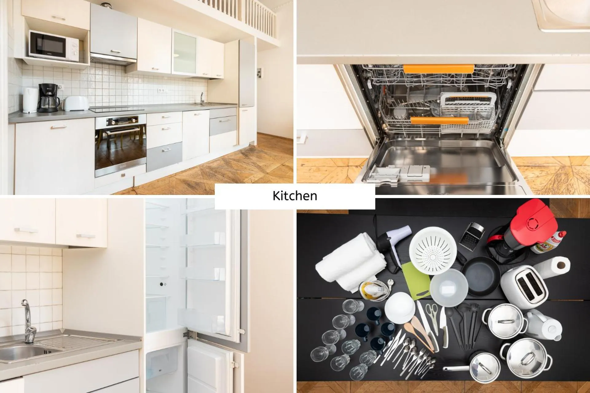 kitchen in Hybernska Apartments by Pragueforyou